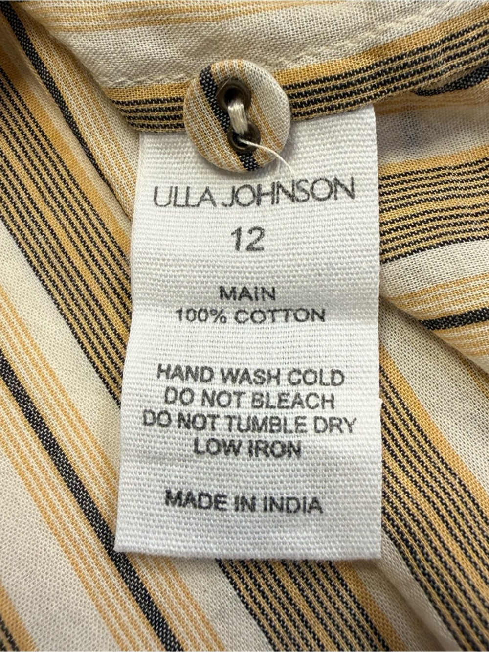 Ulla Johnson Dari Blouse Sand Stripe Puff Sleeve 100% Cotton Womens 12 NWT - Picture 15 of 15